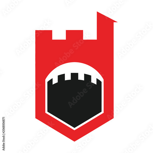 Schilderij op canvas Red castle shield logo symbol icon