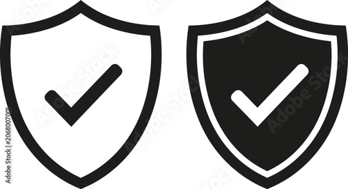 Shield icons with checkmarks for security and protection
