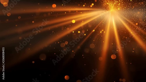 Golden and orange light energy, Golden light and sparkles shimmer against a deep black