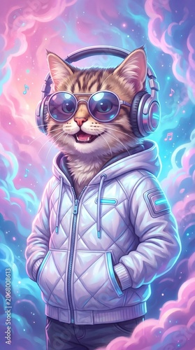 Cat with headphones