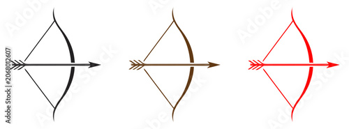 Bow and Arrow Icon Set, Archery Bow Vector Design, Simple Bow and Arrow Symbols, Sport Bow Icons.