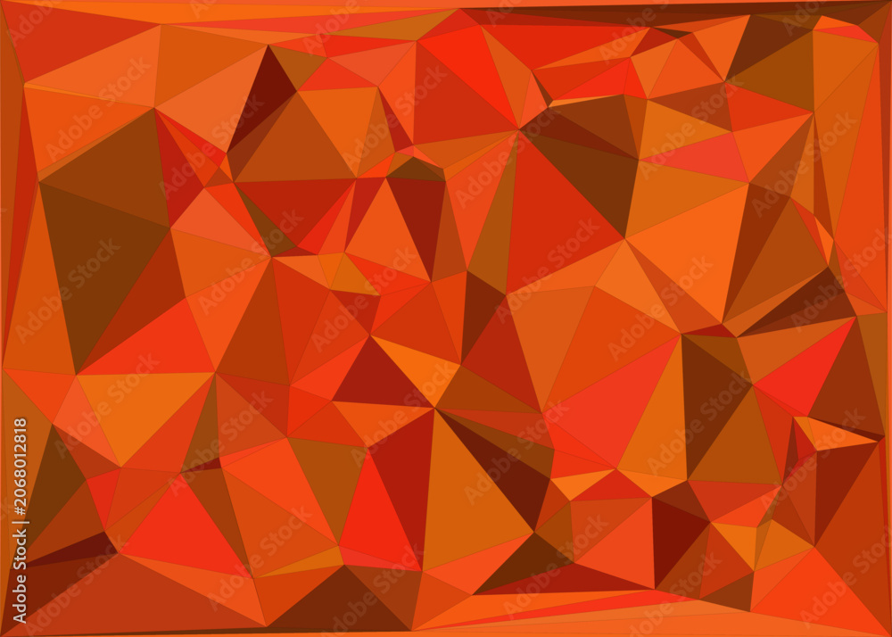 Fototapeta premium Abstract Orange Low Poly Geometric Background With Red and Brown Triangles