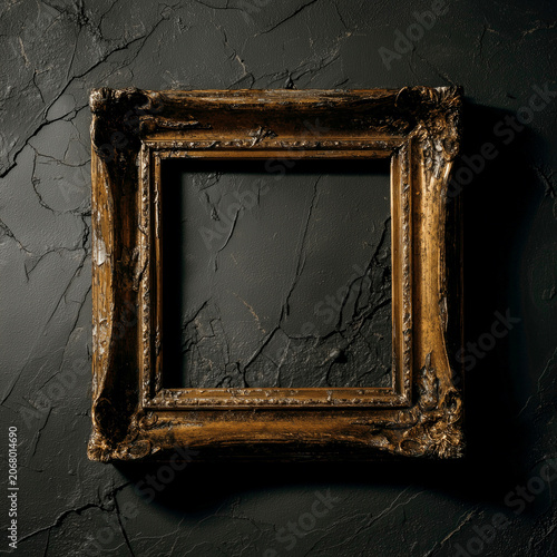 Antique Gold Frame On Dark Wall