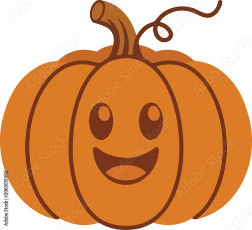 Smiling Pumpkin on White Background