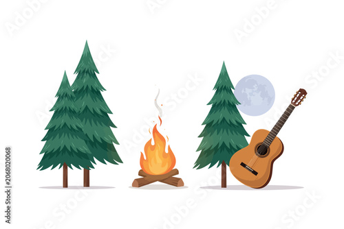Moonlit Guitar Wilderness Art