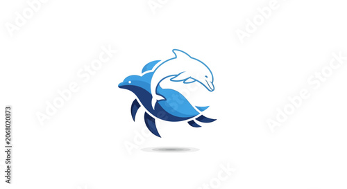 Playful Dolphins Logo Design, Aquatic Mammal Icon, Ocean Life Symbol, Marine Animal Vector