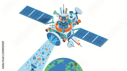Satellite in Space Orbit Earth.