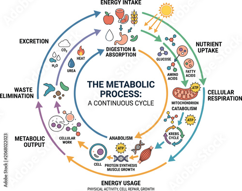 Принти на полотні The metabolic process continuous cycle infographic diagram showcasing human biol