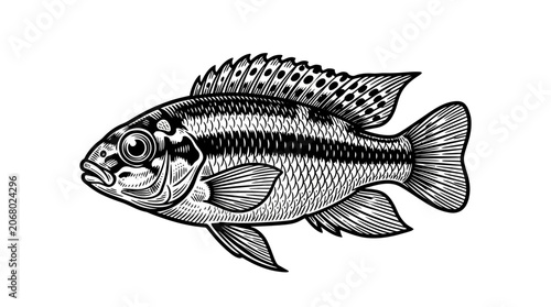 Konstfotografi Detailed illustration of a striped fish.