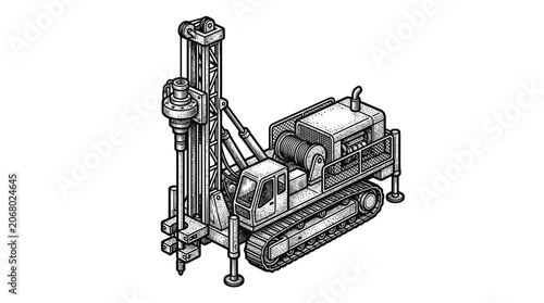 Obraz na płótnie Industrial drilling machine equipment closeup.