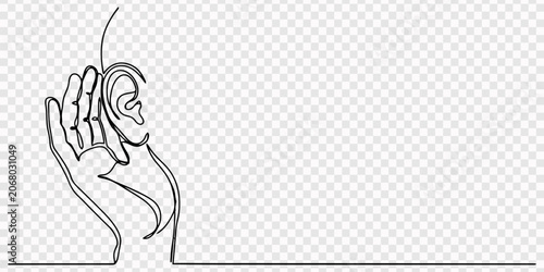 Quadro su tela One continuous line drawing of human ear