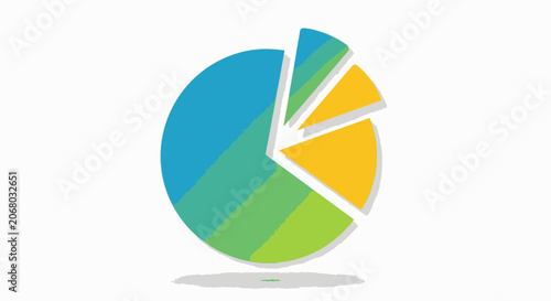 Fototapeta Colorful pie chart segment missing to symbolize data loss or incomplete analytics.