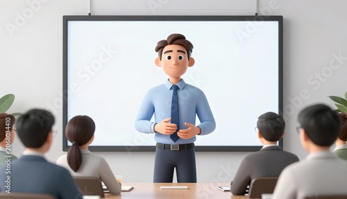Businessman presenting to colleagues in a modern office meeting