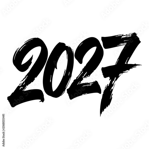 2027 brush stroke artistic bold text with typography artistic calligraphy illustration minimalist creative abstract isolated branding countdown forthcoming celebration greeting handmade