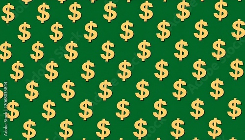Yellow dollar sign pattern on green background symbolizing financial prosperity