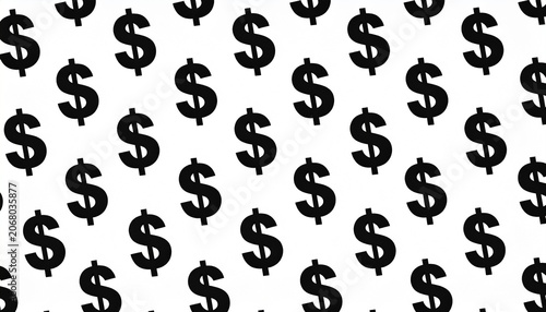 Repeating black dollar sign pattern symbolizing wealth and financial themes
