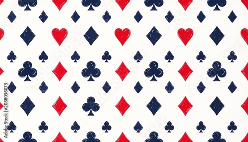 Playing card suit pattern with hearts, diamonds, clubs, and spades
