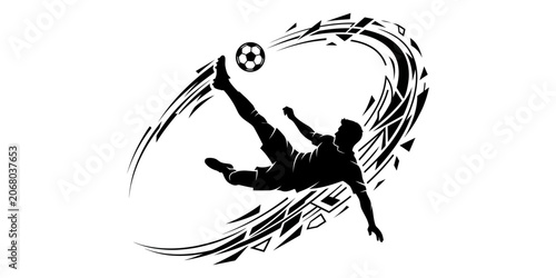 Bild auf Leinwand Soccer player kicking ball in stadium live score match today full game