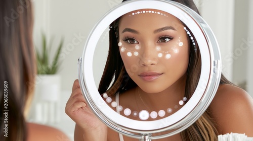 Beauty Face Scan In Round Mirror