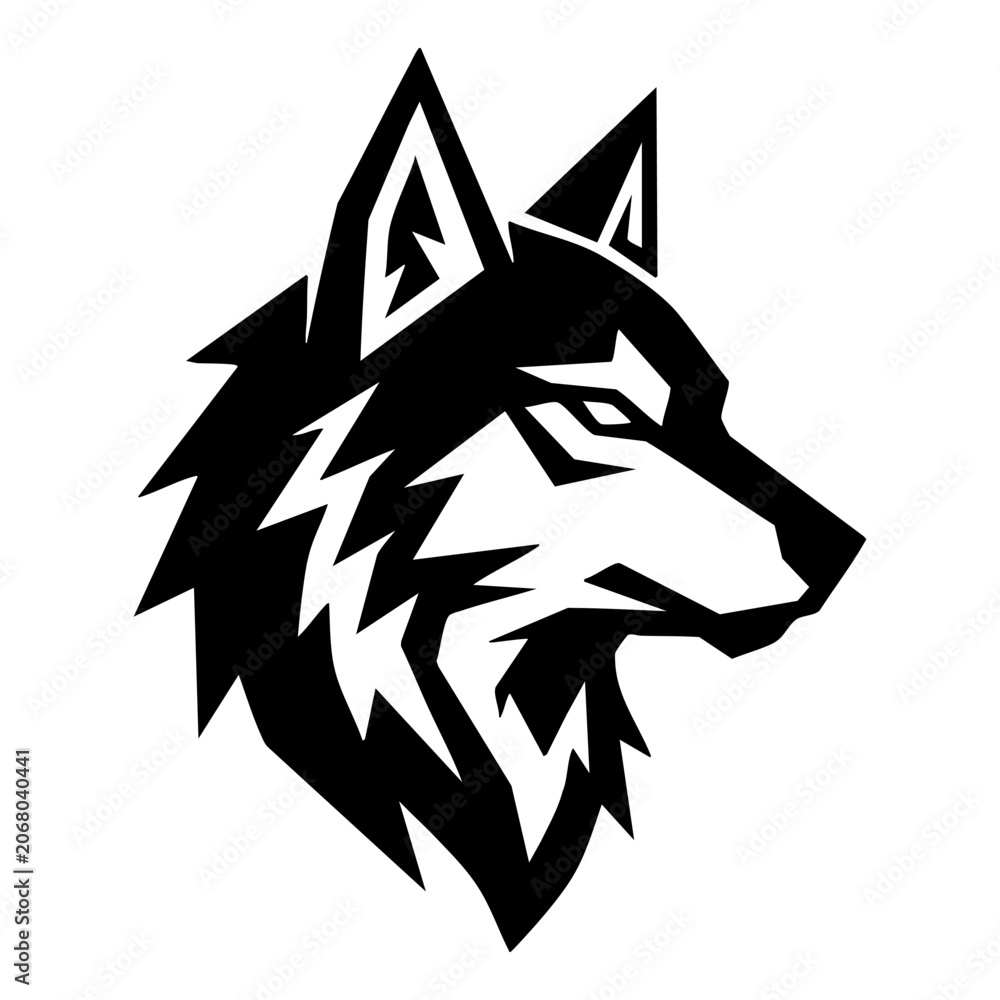 Fototapeta premium Stylized wolf head minimalist vector illustration graphic icon with the design uses geometric shapes to create a strong and recognizable silhouette predator minimalist geometric