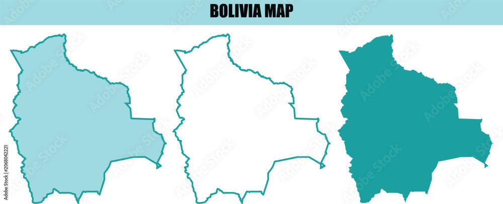 Fototapeta premium Bolivia map outline illustration simple and flat design with blank background.