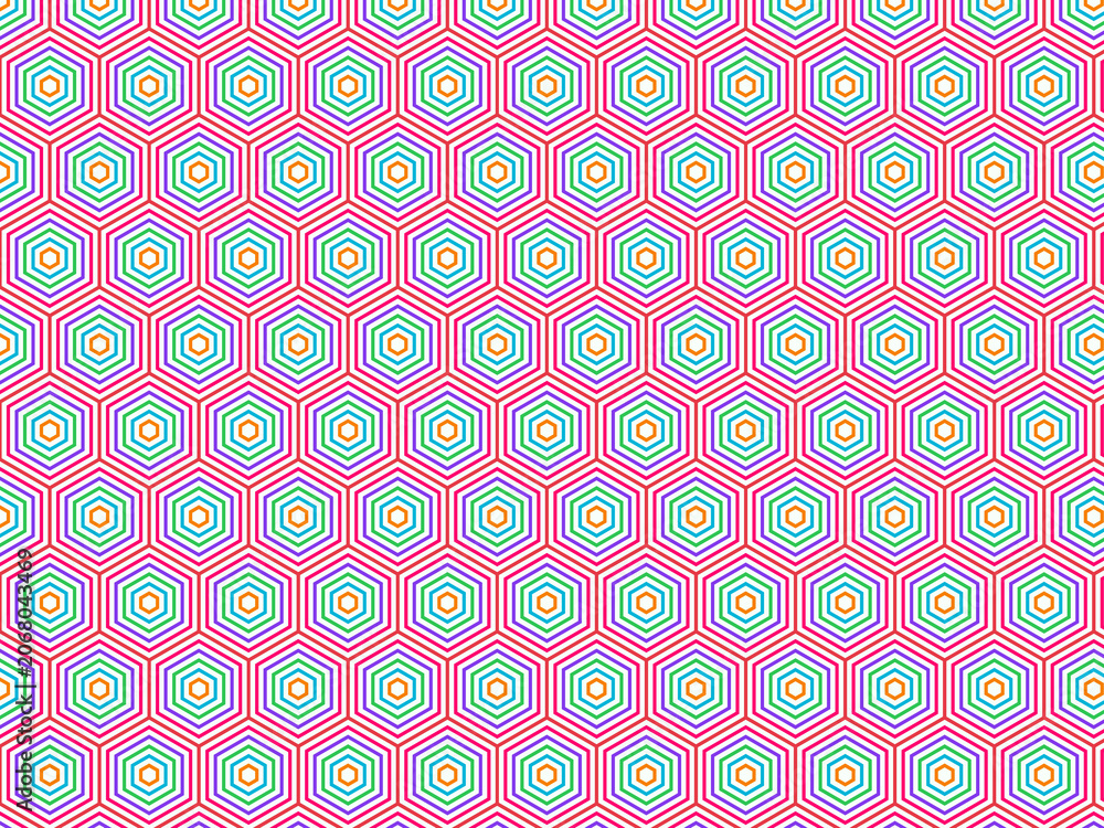 Fototapeta premium Bold Hex Rings Concentric Hexagon Pattern Abstract Background