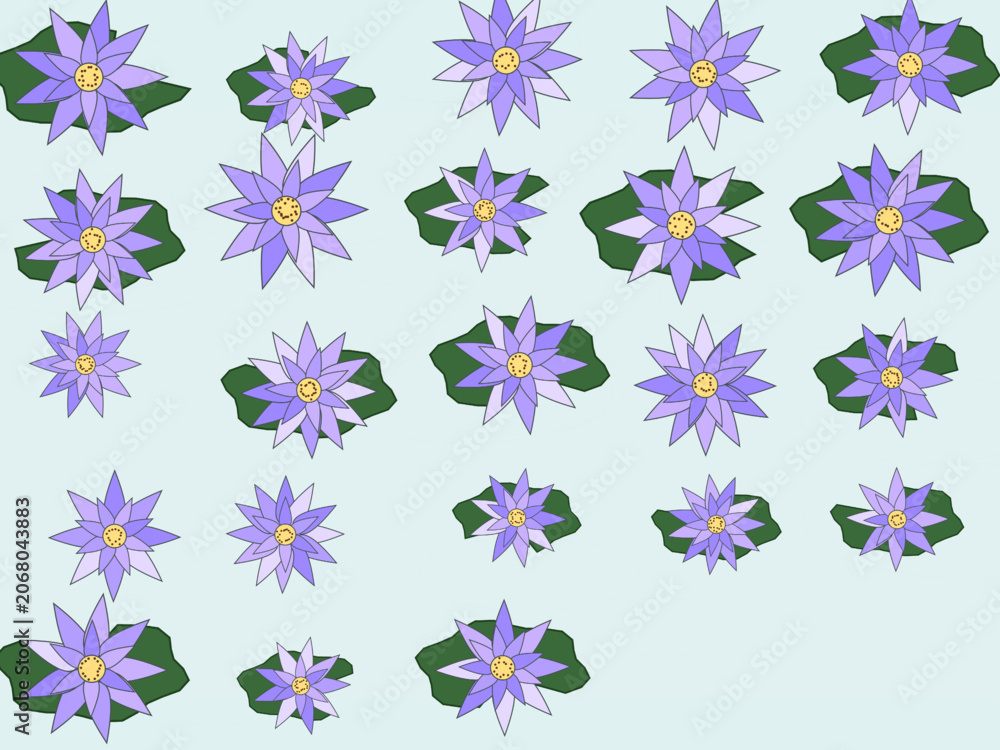 Obraz premium Lotus Flowers Lily Pads Serene Pattern Design