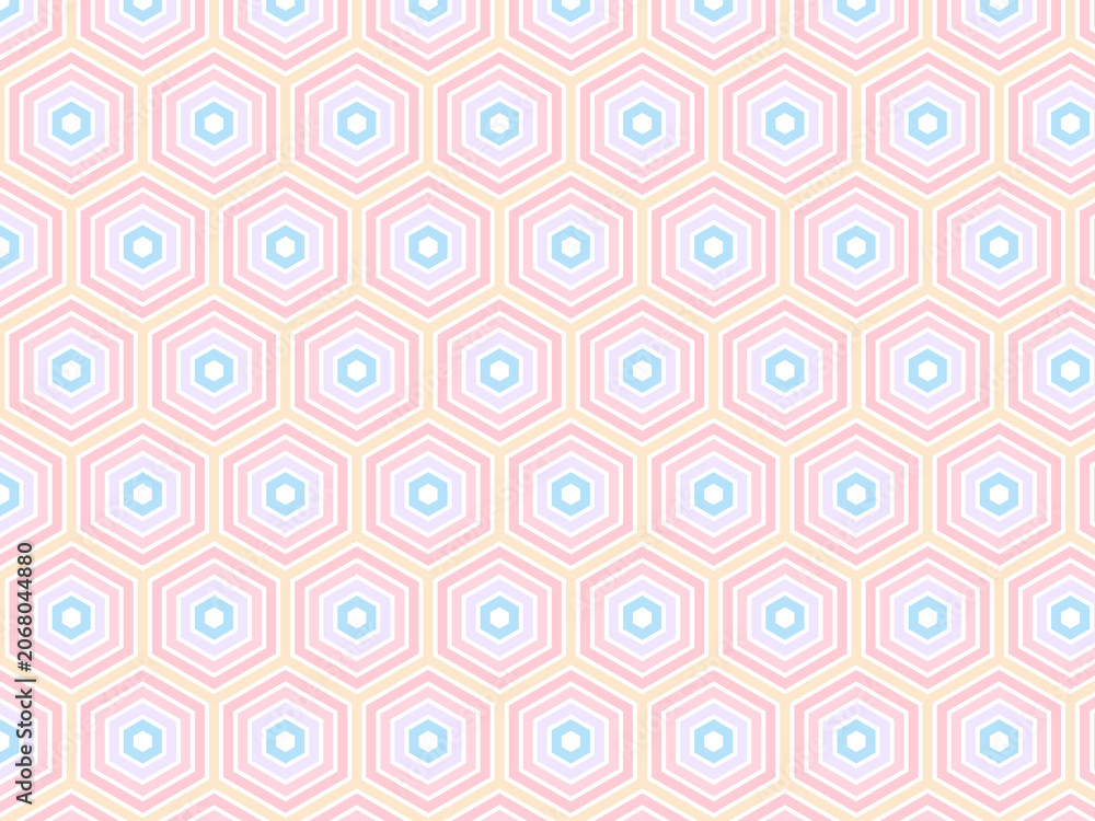 Fototapeta premium Colorful Hex Honeycomb Rings Abstract Modern Art Pattern