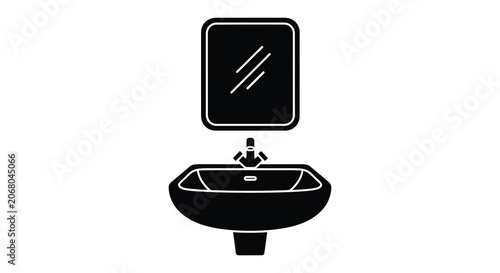 Bathroom Sink With Mirror Black Silhouette basin