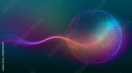 Colorful Energy Wave And Luminous Sphere Concept