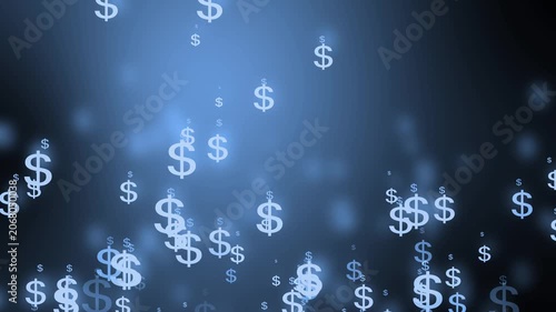 Abstract background with glowing dollar signs floating across the scene animation