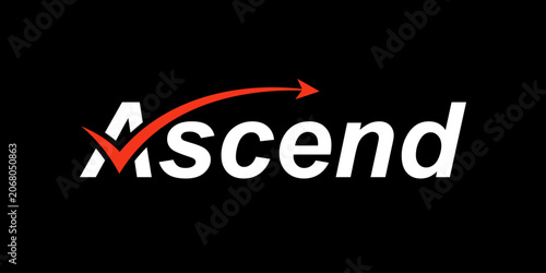 Typography text ascend logo design, word mark ascend logo design, arrow for business consulting logo concept vector