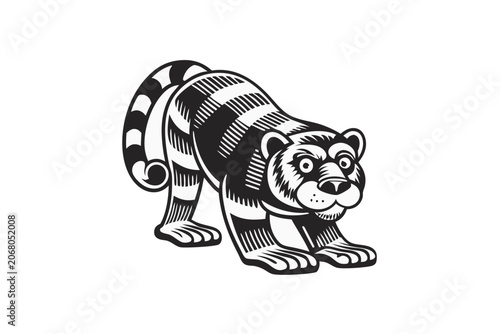 Photography Powerful Panther Crouching and Ready to Leap, Black Leopard Predator Vector Illu