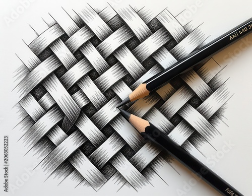 Pencil Hatching, A patch of cross-hatching texture drawn with a graphite pencil.