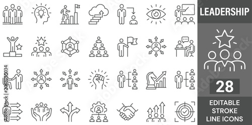 Fotografie Leadership line icon set