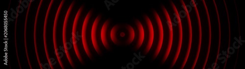 Abstract circular sound waves expanding from center in glowing red circles radio signal frequency vibration circles radio signal frequency vibration