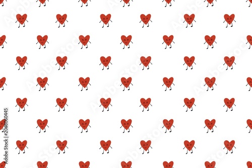 Repeating Heart Shapes Pattern in Minimalist Flat Design on White Background