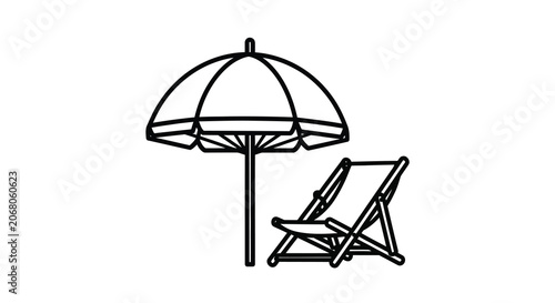 Fotografija Beach chair and umbrella silhouette
