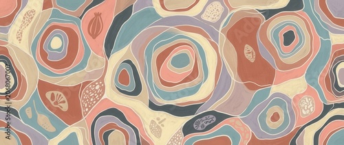 Abstract Organic Shapes Pattern in Earth Tone Colors, Modern Boho Contemporary Background, 