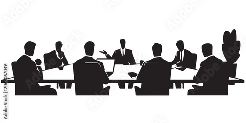 Bild auf Leinwand Vector collection of corporate business people silhouettes having job interviews