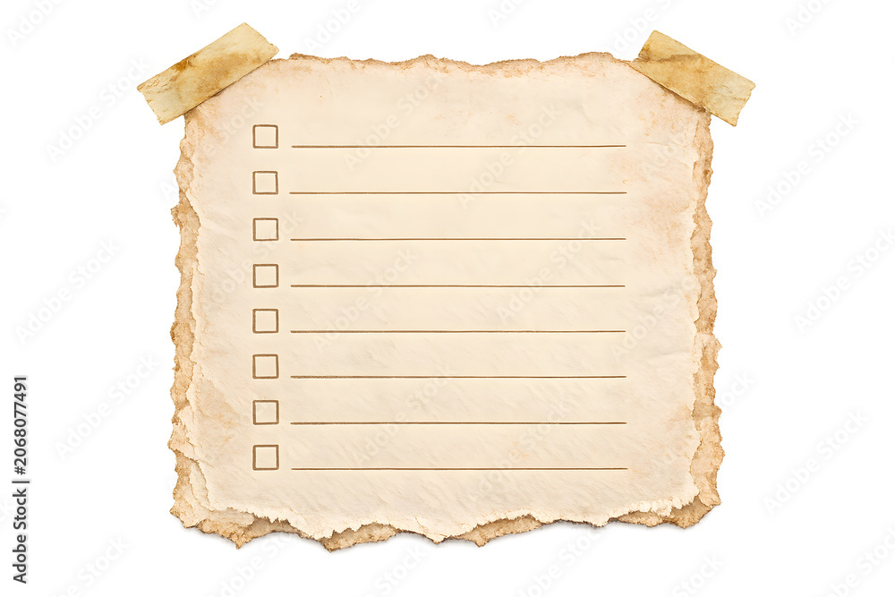 Fototapeta premium Vintage parchment paper with lined text space isolated on transparent background, illustration
