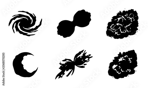 Fotografija Abstract Organic Shapes, Celestial Bodies, and Textured Forms, Vector Icons Set