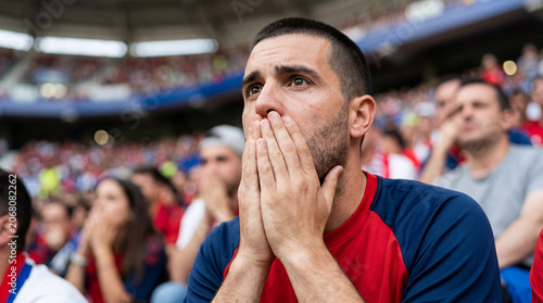 Spain Football Male Fan Worried Nervous at Stadium Match