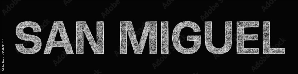 Naklejka premium Sketch monochrome San Miguel text design element