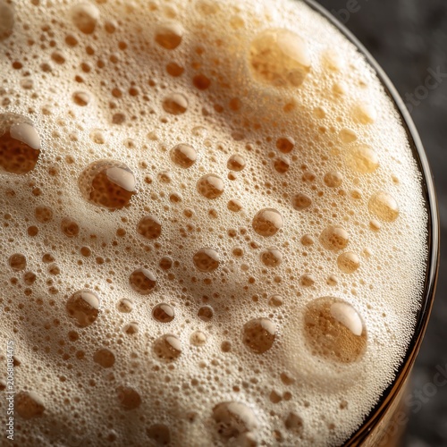 Beer Foam Extreme Macro with Golden Brown Bubbles Filling Frame