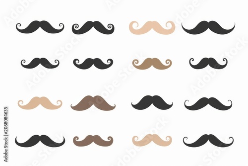 Mustaches icon, hipster sign, Fathers day symbol, barber logo, human whisker, vintage moustache emblem