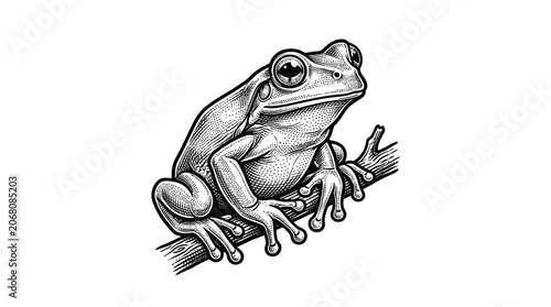 Canvas-taulu Detailed illustration of a sitting frog.