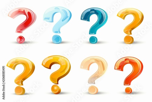 Question mark icon, quiz symbol, interrogation sign, simple rebus silhouette, questions emblem, faq set