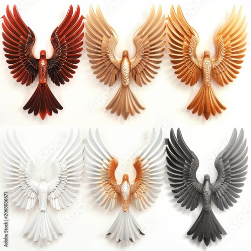 Wings icon, angel wings emblem, bird feathers silhouette, pigeon sign, spirituality symbol, elegance flight