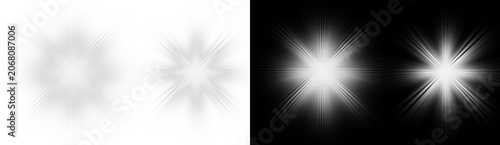 Canvastavla Glowing white starburst effects on white and black backgrounds for design isolat
